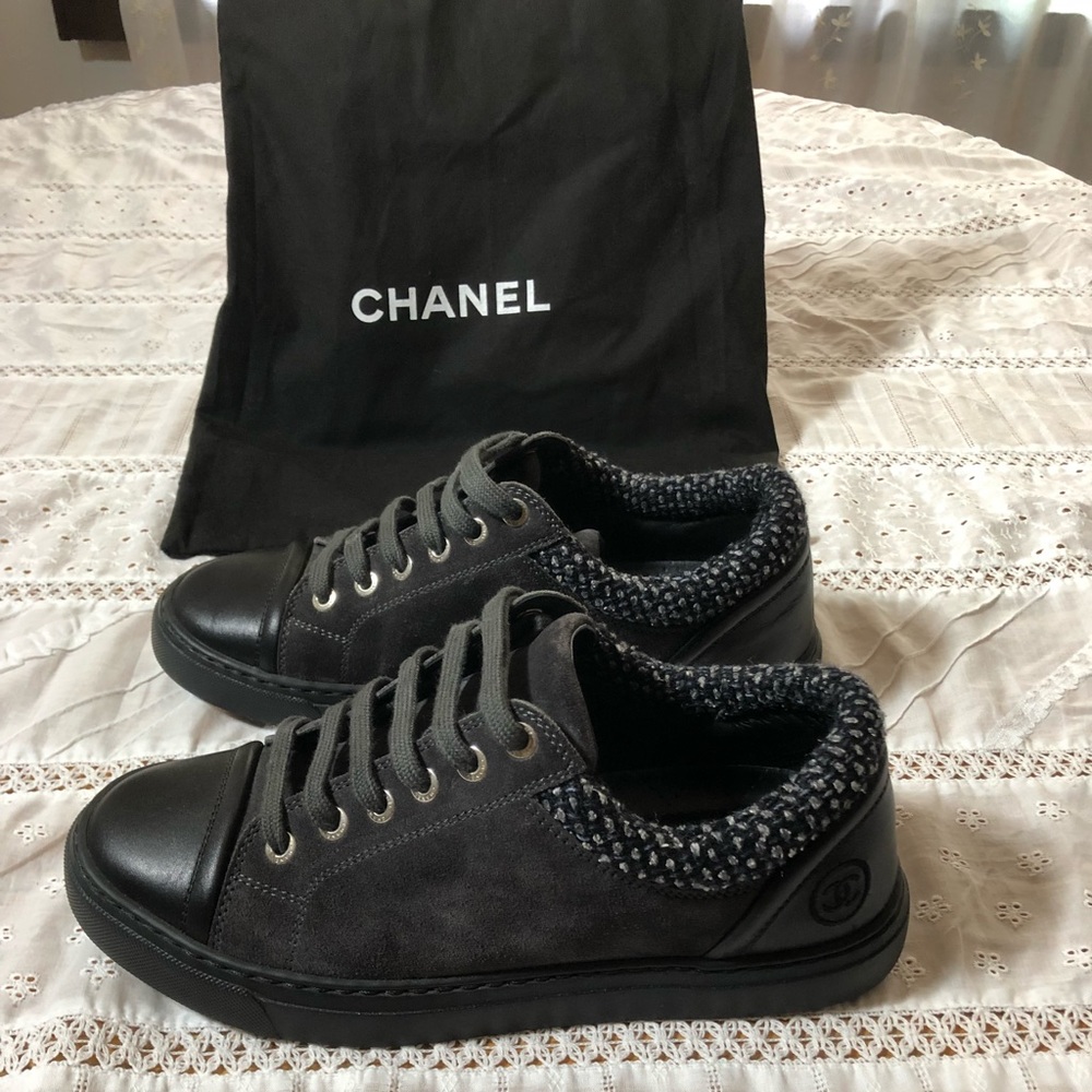 CHANEL sneakers-Black lambskin/suede/tweed-😍😍🎉